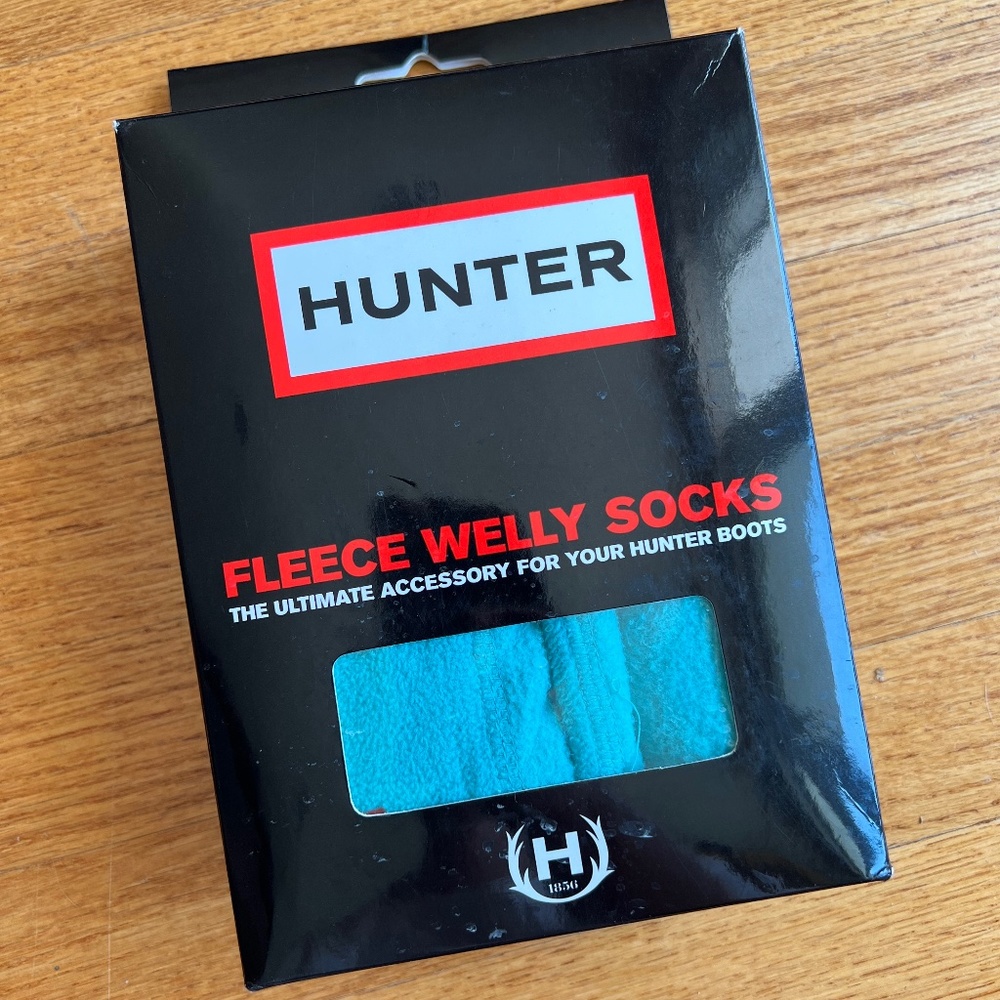 Hunter Tall Boot Turquoise Fleece Welly Socks- Size M (US F 5-7)